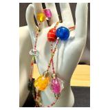 Collection of Vintage Glass Bead Necklaces and Blue Flower Brooch