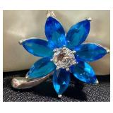 Collection of Vintage Glass Bead Necklaces and Blue Flower Brooch