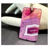 Dyed Lace Agate Pendant with Toggle 18GF