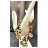 Handblown Art Glass Lampwork Bead Bracelet 8 Inch