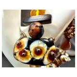 Handblown Art Glass Lampwork Bead Bracelet 8 Inch