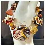 Handblown Art Glass Lampwork Bead Bracelet 8 Inch