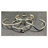 Set of 4 Sterling Silver Bracelets and Size 6 Heart Accent Ring