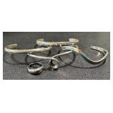 Set of 4 Sterling Silver Bracelets and Size 6 Heart Accent Ring