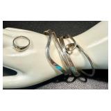 Set of 4 Sterling Silver Bracelets and Size 6 Heart Accent Ring