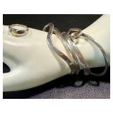 Set of 4 Sterling Silver Bracelets and Size 6 Heart Accent Ring