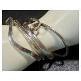 Set of 4 Sterling Silver Bracelets and Size 6 Heart Accent Ring