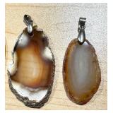 Set of 3 Agate Slice Pendants with Metal Bails