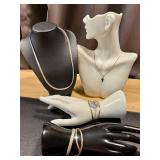 Assorted Sterling Silver Jewelry Collection with 18-Inch Chain and Non-Sterling Cross Pendant
