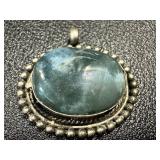 Moss Agate and Bloodstone Pendants with Beaded Chain