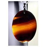 Polished Agate Pendant Necklace, 2.2 Inch Oval