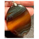 Polished Agate Pendant Necklace, 2.2 Inch Oval