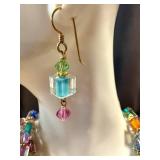 Colorful Multi-Strand Beaded Necklace and Earrings Set, 19 Inch