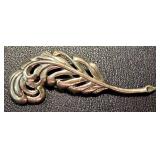 Vintage Sterling Silver Feather Brooch, 3 Inch