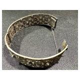 Vintage 830S Silver Filigree Bracelet with Safety Chain