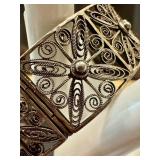 Vintage 830S Silver Filigree Bracelet with Safety Chain