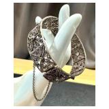 Vintage 830S Silver Filigree Bracelet with Safety Chain