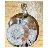 Set of 3 Ammonite and Orthoceras Fossil Pendants
