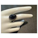 Vintage Kabana Sterling Silver Ring with Onyx Stone Size 9.25