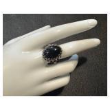 Vintage Kabana Sterling Silver Ring with Onyx Stone Size 9.25
