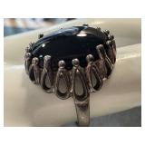 Vintage Kabana Sterling Silver Ring with Onyx Stone Size 9.25