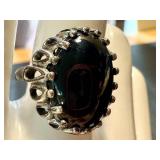 Vintage Kabana Sterling Silver Ring with Onyx Stone Size 9.25