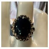 Vintage Kabana Sterling Silver Ring with Onyx Stone Size 9.25