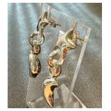 Sterling Silver Star and Crescent Moon Dangle Earrings, 1.75 Inch Drop