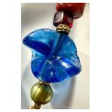 Art Glass Beaded Necklace with Colorful Pendant