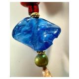 Art Glass Beaded Necklace with Colorful Pendant