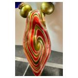 Art Glass Beaded Necklace with Colorful Pendant
