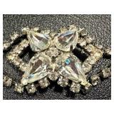 Vintage Rhinestone Jewelry Set with Bracelet, Brooch, and Screw Back Earrings