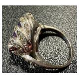 Vintage Sterling Silver Ring with Large Purple Stone, Size 6.75
