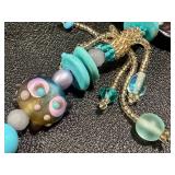 Artisan Lampwork Glass Bead Necklace with Pendant