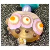 Artisan Lampwork Glass Bead Necklace with Pendant