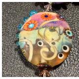 Artisan Lampwork Glass Bead Necklace with Pendant