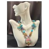 Artisan Lampwork Glass Bead Necklace with Pendant
