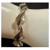 Vintage Sterling Silver Leaf Link Bracelet