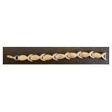 Vintage Sterling Silver Fish Link Bracelet, 6.5 Inches