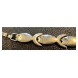Vintage Sterling Silver Fish Link Bracelet, 6.5 Inches