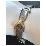 Vintage Sterling Silver Fish Link Bracelet, 6.5 Inches