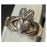 Sterling Silver Claddagh Ring Size 9