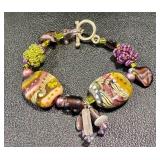 Handblown Glass Beaded Bracelet with Mixed Colors and Shapes