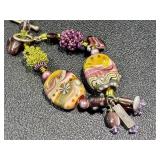 Handblown Glass Beaded Bracelet with Mixed Colors and Shapes