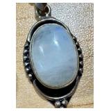 Pair of Sterling Silver Gemstone Pendants with Black Onyx and Moonstone