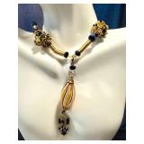 Handcrafted Art Glass Bead Necklace and Bracelet Set