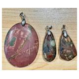 Cherry Creek Jasper Pendant and Red Creek Jasper Stone Pendants Set