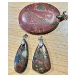 Cherry Creek Jasper Pendant and Red Creek Jasper Stone Pendants Set