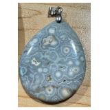 Set of 2 Jasper Stone Pendants - Orbicular and Red Creek