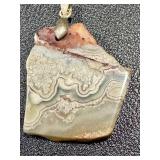 Set of 3 Natural Stone Pendants Including 2 Inch Lace Agate